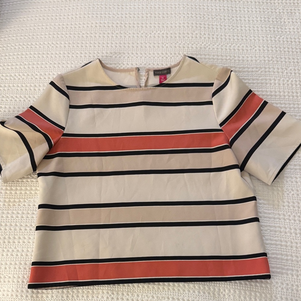 Vince Camuto Women's Blouse in Cream and Orange Stripes